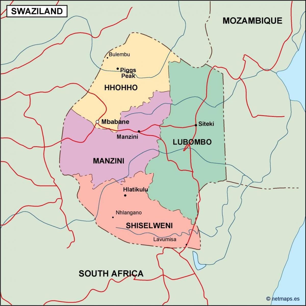 Mapa Swaziland