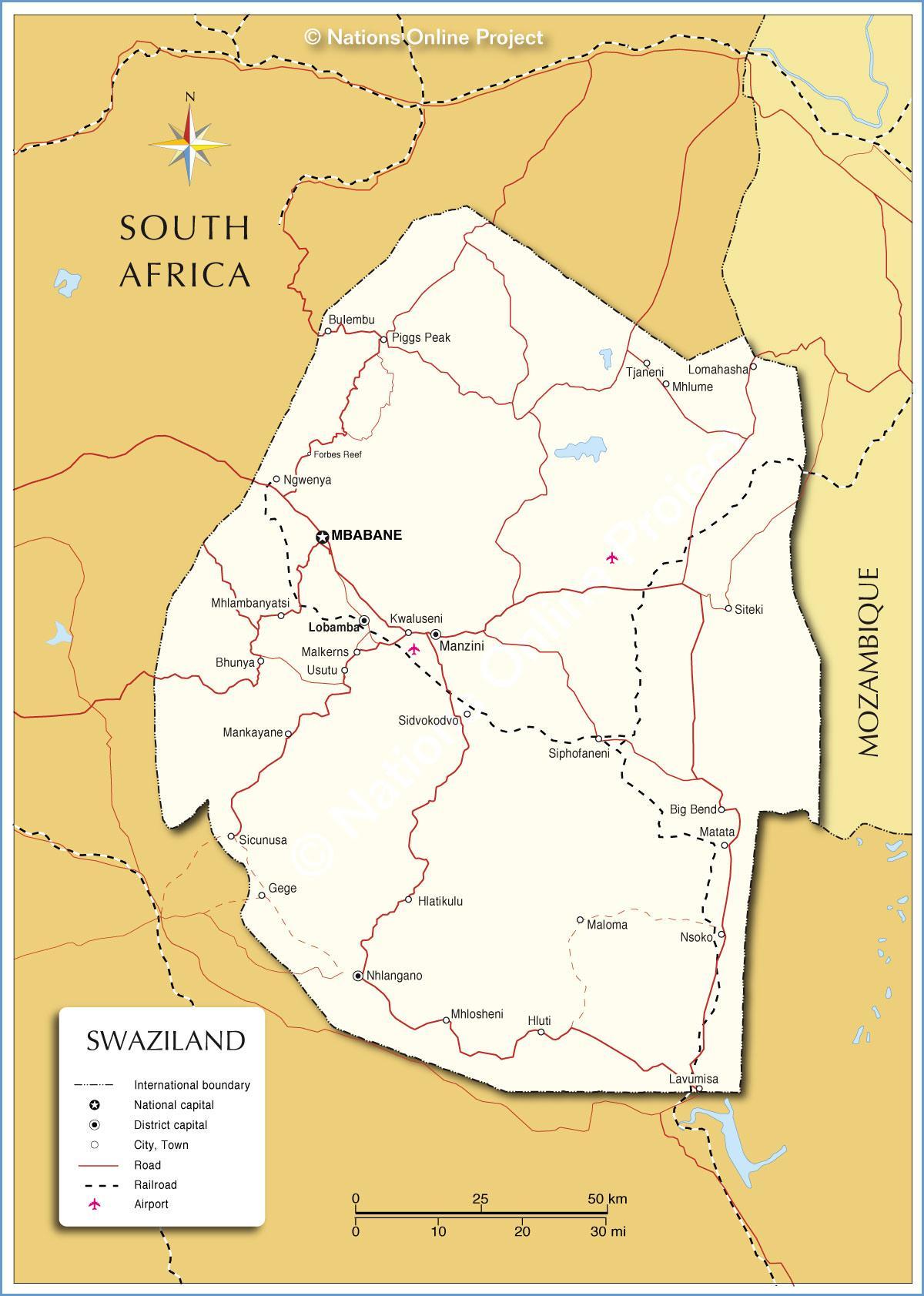 Mapa nhlangano Swaziland