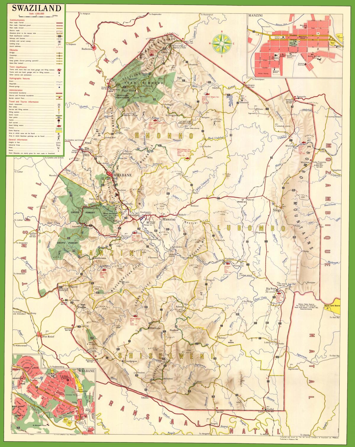 Mapa Swaziland zehatza