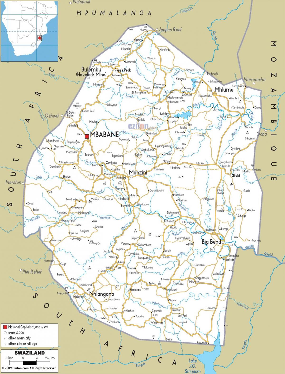 mapa Swaziland