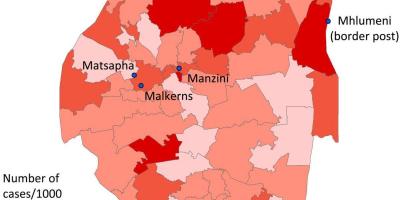 Mapa Swaziland malaria